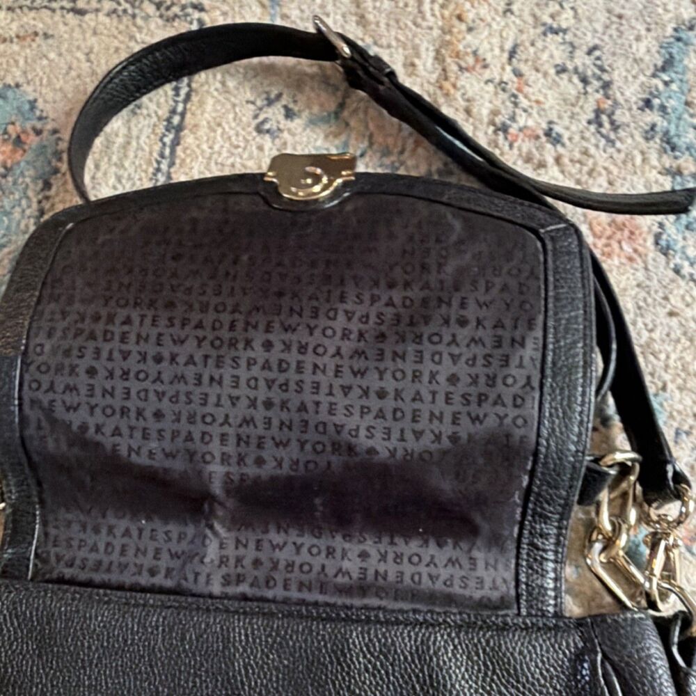 kate spade new york Black Pebbled Crossbody Bag Detachable Strap Gold Hardware - Picture 4 of 9